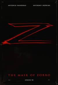 1w489 MASK OF ZORRO teaser DS 1sh '98 Antonio Banderas, Catherine Zeta-Jones, Anthony Hopkins!