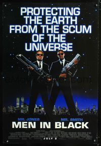 1w495 MEN IN BLACK DS advance 1sh '97 Will Smith & Tommy Lee Jones with huge guns!