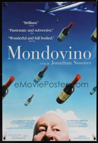 1w509 MONDOVINO 1sh '04 Jonathan Nossiter, cool art of flying wine bottles!