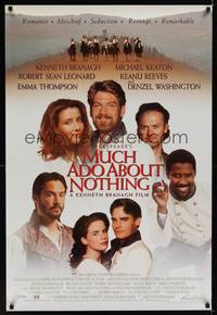1w516 MUCH ADO ABOUT NOTHING int'l DS 1sh '93 Kenneth Branagh, Michael Keaton & Keanu Reeves!