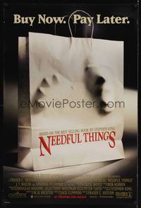 1w533 NEEDFUL THINGS advance DS 1sh '93 Stephen King, creepy image of shopping bag!