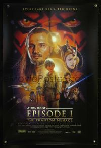 1w559 PHANTOM MENACE style B 1sh '99 George Lucas, Star Wars Episode I, art by Drew Struzan!