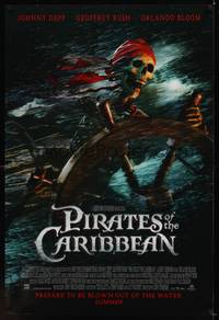 1w560 PIRATES OF THE CARIBBEAN advance DS 1sh '03 Curse of the Black Pearl, skeleton at the wheel!