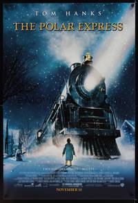 1w567 POLAR EXPRESS advance DS 1sh '04 Tom Hanks, Robert Zemeckis directed, cool art by Chiang!