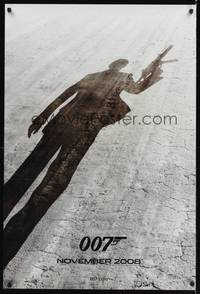 1w587 QUANTUM OF SOLACE teaser DS 1sh '08 Daniel Craig as James Bond, cool shadow image!