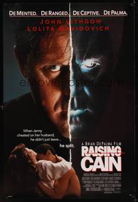 1w594 RAISING CAIN 1sh '92 evil John Lithgow, Brian De Palma directed!
