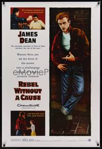 1w597 REBEL WITHOUT A CAUSE DS 1sh R05 Nicholas Ray, James Dean was a bad boy from a good family!
