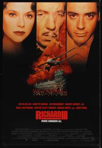 1w611 RICHARD III int'l DS 1sh '95 Ian McKellen, Annette Bening, Robert Downey Jr., Shakespeare!