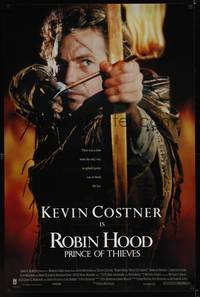 1w615 ROBIN HOOD PRINCE OF THIEVES int'l 1sh '91 cool image of Kevin Costner w/flaming arrow!