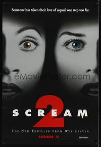 1w641 SCREAM 2 teaser 1sh '97 Wes Craven directed, Neve Campbell, Courteney Cox