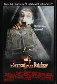 1w647 SERPENT & THE RAINBOW 1sh '88 directed by Wes Craven, don't bury me, I'm not dead!