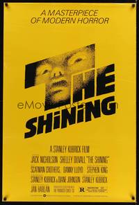 1w656 SHINING re-strike 1sh '80s Stephen King & Stanley Kubrick, Jack Nicholson, Saul Bass art!