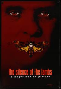 1w661 SILENCE OF THE LAMBS style B teaser DS 1sh '90 creepy image of Anthony Hopkins w/moth!
