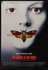 1w663 SILENCE OF THE LAMBS style D DS 1sh '90 great image of Jodie Foster with moth over mouth!