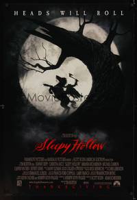 1w670 SLEEPY HOLLOW advance DS 1sh '99 directed by Tim Burton, Johnny Depp & Christina Ricci!