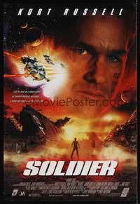 1w676 SOLDIER 1sh '98 huge close-up of Kurt Russell, wild sci-fi images!