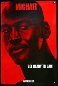1w679 SPACE JAM Michael DS teaser 1sh '96 cool close-up of basketball star Michael Jordan!