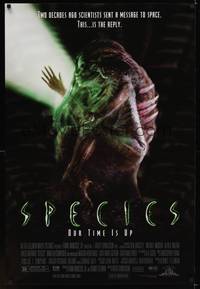 1w681 SPECIES 1sh '95 creepy artwork of alien Natasha Henstridge in embryo sac!