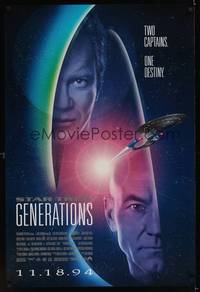 1w708 STAR TREK: GENERATIONS int'l advance 1sh '94 Patrick Stewart as Picard, William Shatner as Kirk!