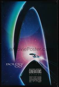 1w707 STAR TREK: GENERATIONS advance 1sh '94 cool sci-fi art of the Enterprise, Boldly Go!