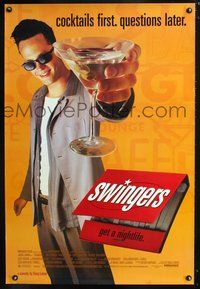 1w726 SWINGERS 1sh '96 Vince Vaughn, directed by Doug Liman, cocktails first, questions later!