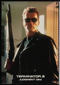 1w740 TERMINATOR 2 teaser 1sh '91 completely different image of cyborg Arnold Schwarzenegger!