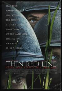 1w743 THIN RED LINE style B DS 1sh '98 Sean Penn, Adrien Brody & George Clooney in WWII