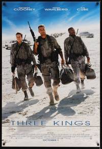 1w749 THREE KINGS advance DS 1sh '99 George Clooney, Mark Wahlberg, & Ice Cube in the Gulf War!