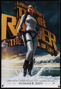 1w761 TOMB RAIDER THE CRADLE OF LIFE teaser DS 1sh '03 sexy Angelina Jolie in spandex!