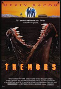 1w774 TREMORS 1sh '90 Kevin Bacon, Fred Ward, great sci-fi horror image of monster worm!