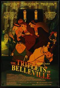 1w775 TRIPLETS OF BELLEVILLE DS 1sh '03 Les Triplettes de Bellville, great cartoon art!
