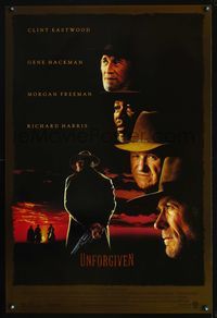 1w788 UNFORGIVEN DS 1sh '92 Clint Eastwood, Gene Hackman, Richard Harris, Morgan Freeman