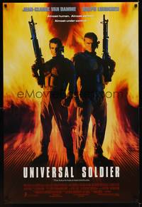 1w792 UNIVERSAL SOLDIER int'l DS 1sh '92 full-length Jean-Claude Van Damme & Dolph Lundgren!