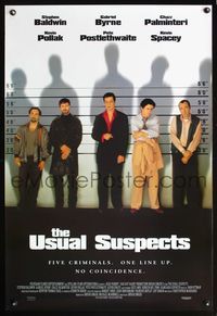 1w793 USUAL SUSPECTS English 1sh '95 Kevin Spacey covering watch, Baldwin, Singer!