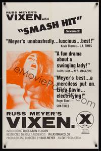 1w797 VIXEN reviews 1sh '68 classic Russ Meyer, sexy naked Erica Gavin!