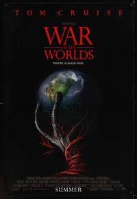 1w801 WAR OF THE WORLDS advance 1sh '05 Steven Spielberg, cool alien hand holding Earth art!