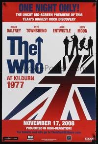 1w816 WHO: AT KILBURN 1977 advance 1sh '09 The Who concert footage, cool poster art!