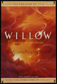1w820 WILLOW teaser 1sh '88 George Lucas & Ron Howard directed, cool fantasy art!
