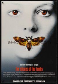1w664 SILENCE OF THE LAMBS two-sided video 1sh '91 great image of Jodie Foster & Anthony Hopkins!