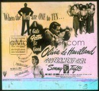 1x069 GOVERNMENT GIRL glass slide '43 Olivia de Havilland & Sonny Tufts in Washington D.C.!