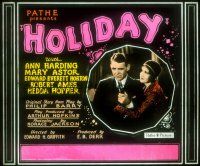 1x072 HOLIDAY glass slide '30 close up of Ann Harding & Robert Ames with pipe!