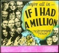 1x076 IF I HAD A MILLION glass slide '32 montage of Charles Laughton, W.C. Fields + entire cast!