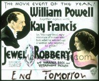 1x077 JEWEL ROBBERY glass slide '32 William Powell together again with Kay Francis!