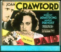 1x092 PAID glass slide '30 fantastic close up of young sexy Joan Crawford scowling!