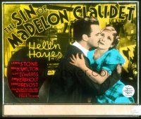 1x099 SIN OF MADELON CLAUDET glass slide '31 romantic close up of Helen Hayes & Neil Hamilton!