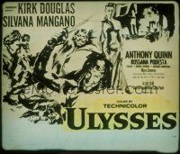 1x103 ULYSSES glass slide '55 cool art of Kirk Douglas & sexy Silvana Mangano!