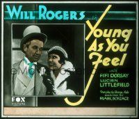 1x107 YOUNG AS YOU FEEL glass slide '31 Will Rogers in top hat looking down at Fifi D'Orsay!