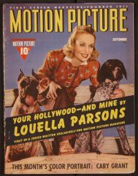 1x036 MOTION PICTURE magazine September 1940 Carole Lombard with her Boxer & Dalmatian dogs!