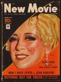 1x026 NEW MOVIE MAGAZINE magazine January 1934 wonderful art of Mae West by Clark Moore!
