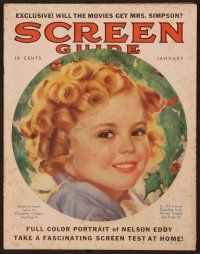 1x020 SCREEN GUIDE magazine January 1937 cute Shirley Temple sends Christmas Greetings!